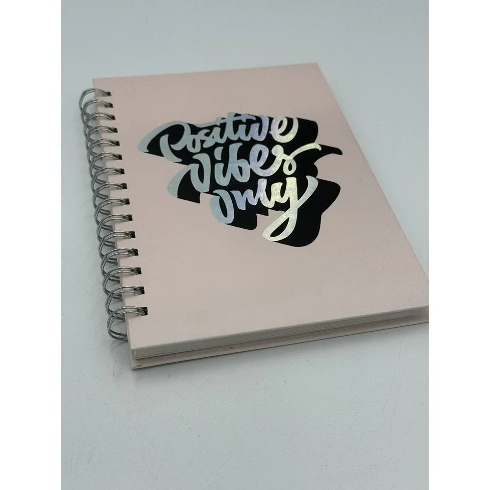 Positive Vibes Only Spiral Journal Notebook- Pink Cardboard Cover